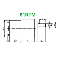 37mm 520 series 6 volt dc gear motor 61RPM