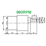 37mm 520 series 24V DC gear motor 960RPM