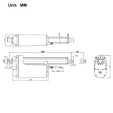 12000N DC 12V 24V Linear Actuator Heavy Load 2700 lbs 2 Inches 50MM Stroke (Model 0041601)