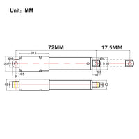 Micro Miniature Linear Actuator 17.5MM Stroke 42 lbs 188N Load Capacity (Model 0041622)