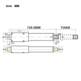 DC Small Electric Cylinder 75MM Stroke 42 lbs 188N Load Capacity (Model 0041627)