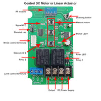 12V 24V DC Motor Momentary Remote Control RF Receiver