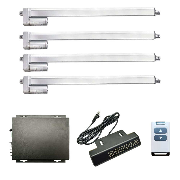 Four 12V 24V 2000N Electric Linear Actuators Synchronous Control Set