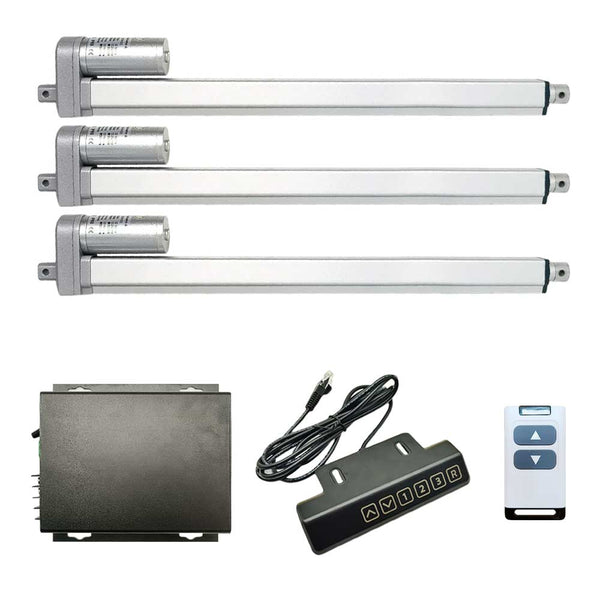 Three 12V 24V 2000N Electric Linear Actuators Synchronous Control Set