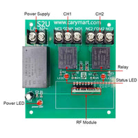 2 Channels AC RF Wireless Remote Switch With NO/NC Dry Contact Relay Output (Model 0020333)