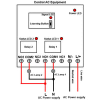 2 Channels AC RF Wireless Remote Switch With NO/NC Dry Contact Relay Output (Model 0020333)