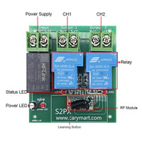 2 Channels AC 110V 220V 30A High Power Output AC Equipments Wireless Remote Switch (Model 0020532)