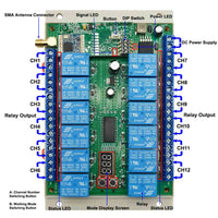 5KM DC Input Long Range Wireless Relay Switch Remote 12 Lights / Fans (Model 0020033)