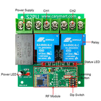 5km Long Distance AC Power Input 2 Channels High Power Dry Relay Output Receiver With Waterproof and Feedback Function (Model 0020103)