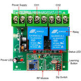 5km Long Distance DC Power Input 2 Channels High Power Dry Relay Output Receiver With Waterproof and Feedback Function (Model 0020101)