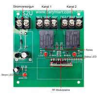 DC 6V/9V/12V/24V 2 Way NO NC Contact Output Waterproof Wireless Receiver (Model 0020199)