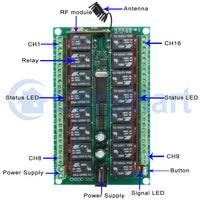 500M 16Way Normally Open / Normally Closed Dry Contact Wireless Remote Receiver (Model 0020083)