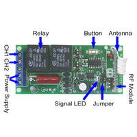 2 Channels 3A AC 220V Electrical Devices Wireless Remote Switch Receiver (Model 0020614)