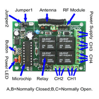 50M 4CH NO/NC Dry Contact Wireless Remote Switch Control Four Devices (Model 0020169)
