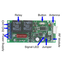 Momentary Mode Radio Control Receiver With 2 Channels AC Power Output (Model 0020097)