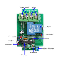 1 Way 30A DC Power Output Momentary Contact Radio Frequency Receiver (Model 0020052)