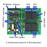 4Way AC Power 10A Maximum Load Current Dry Contacts Outputs Radio Remote Control Receiver (Model 0020401)