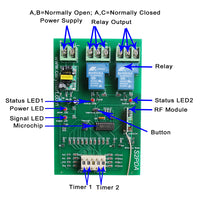 2 channel AC100-240V Automation radio frequency receiver waterproof with adjustable time delay+Antenna (Model 0020664)