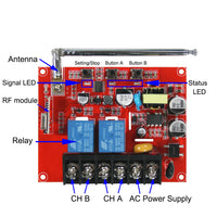 2CH Radio Receiver With NO Output to Control AC 110V-380V Pump Motor Light (Model 0020695)