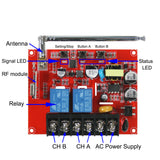 2CH Radio Receiver With NO Output to Control AC 110V-380V Pump Motor Light (Model 0020695)