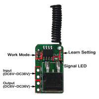 DC 6~36V Power Output 27×16mm Wireless Remote Receiver With 4 Control Modes (Model 0020639)