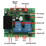 Two Channels High Power AC 220V 380V Wireless Remote Control Receiver (Model 0020079)