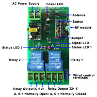 500M AC Wireless Remote Control Kit With 30A  Dry Contact Relay Output (Model 0020748)