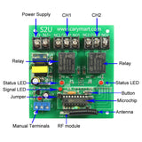 2 Way 500M AC 10A Power RF Radio Receiver With Self-locking, Momentary, Interlocking, Momentary + Self-locking Control Modes (Model 0020355)