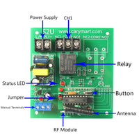 Single Channel AC 110V 220V RF Wireless Relay Receiver With Self-locking/Momentary/Interlocking Control Modes  (Model 0020361)