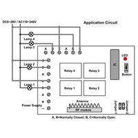 50M 4CH NO/NC Dry Contact Wireless Remote Switch Control Four Devices (Model 0020169)