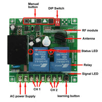 AC 220V 380V Two Channels Wireless Remote Control Switch Kit (Model 0020072)